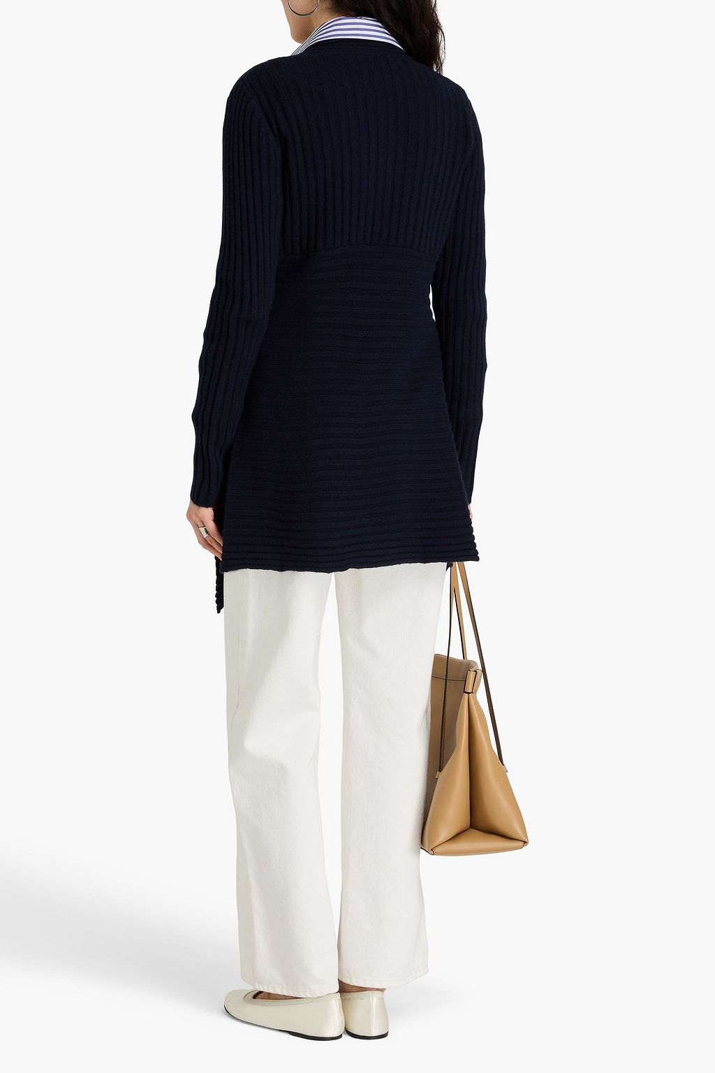 AUTUMN CASHMERE Asymmetric ribbed-knit cardigan
