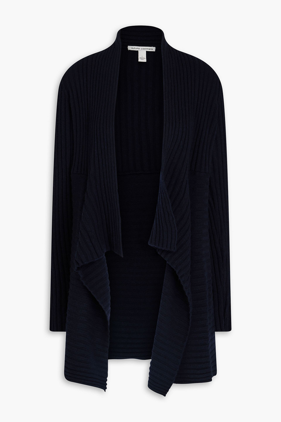 Autumn Cashmere Asymmetric Ribbed-knit Cardigan In Midnight Blue