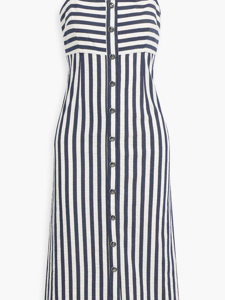 artie metallic striped woven midi dress