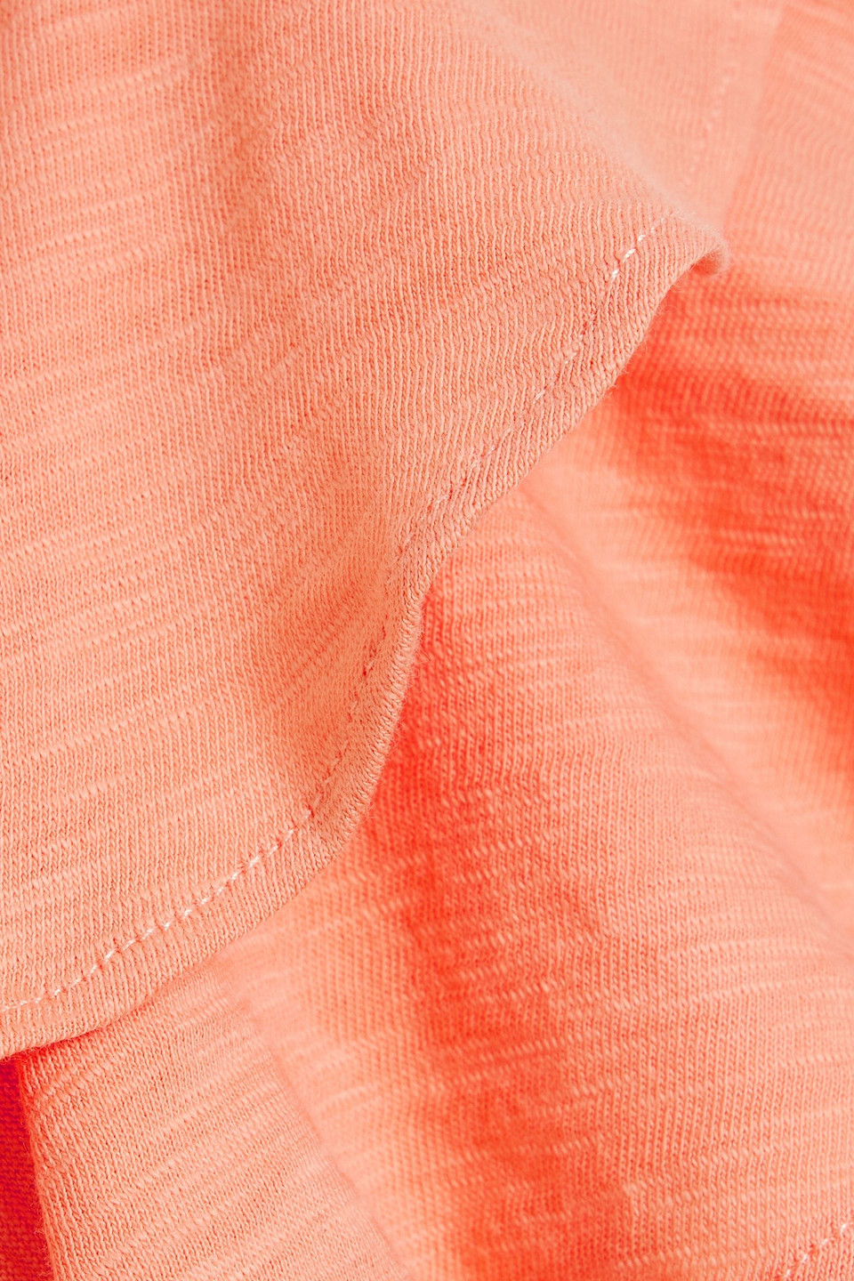 Veronica Beard Akeela Ruffled Pima Cotton-jersey Top In Coral