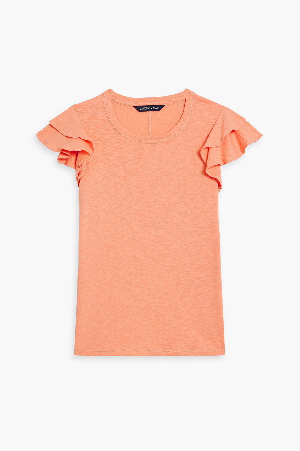 Veronica Beard Akeela Ruffled Pima Cotton-jersey Top In Coral