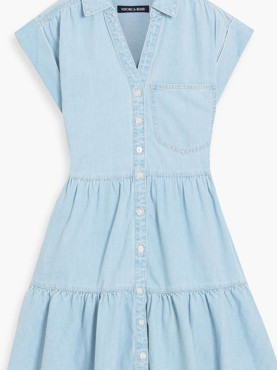 trisha tiered denim mini shirt dress