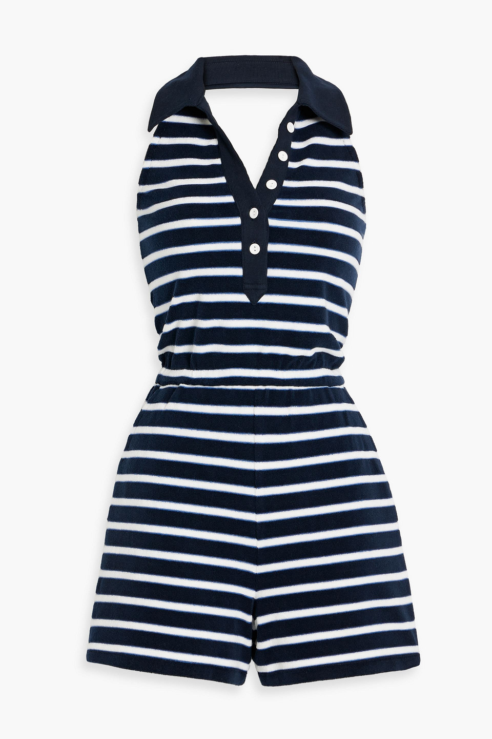 Taggart striped cotton-blend terry halterneck playsuit