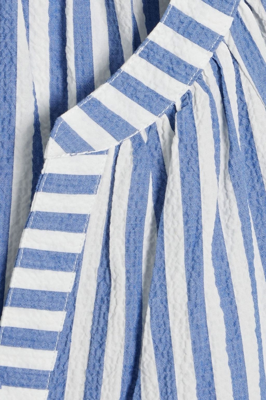 VERONICA BEARD Judith striped cotton-blend seersucker top