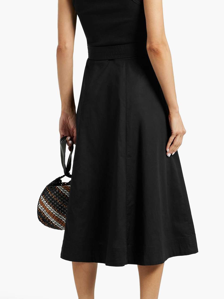 ennis belted ribbed jersey-paneled cotton-blend poplin midi dress