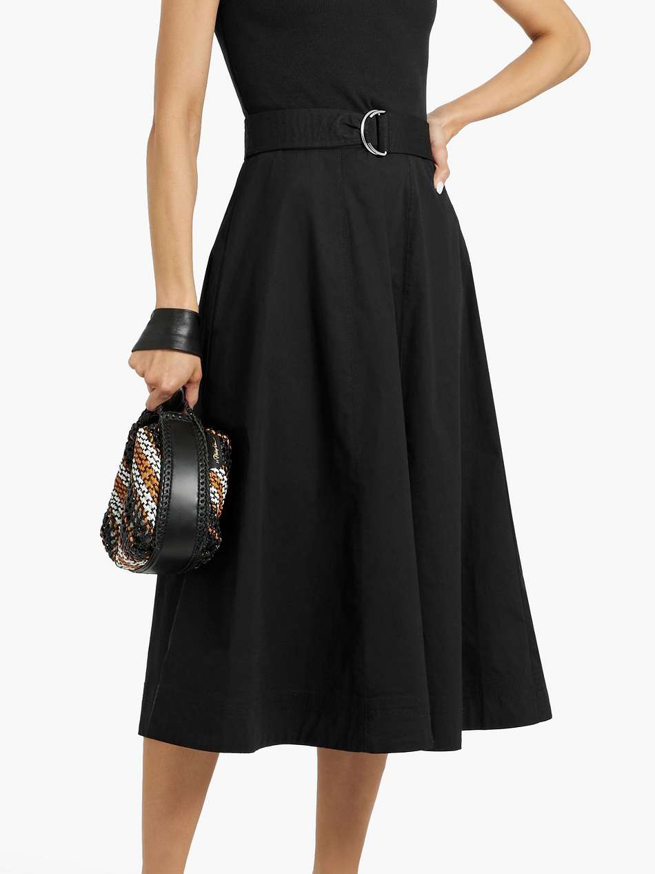 ennis belted ribbed jersey-paneled cotton-blend poplin midi dress