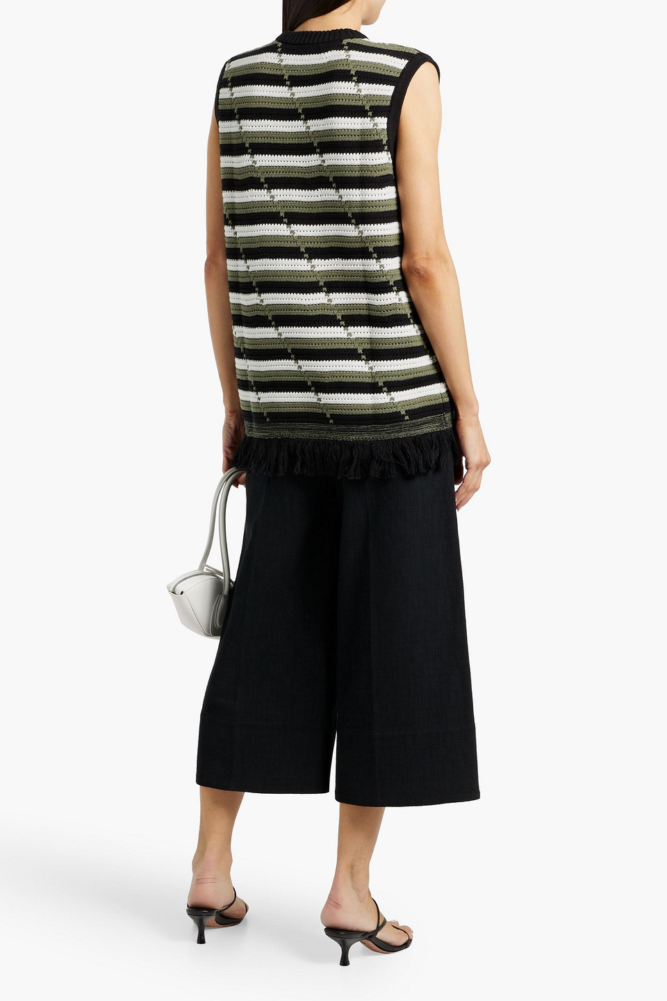 Diane Von Furstenberg Cassie Fringed Crocheted Cotton Vest