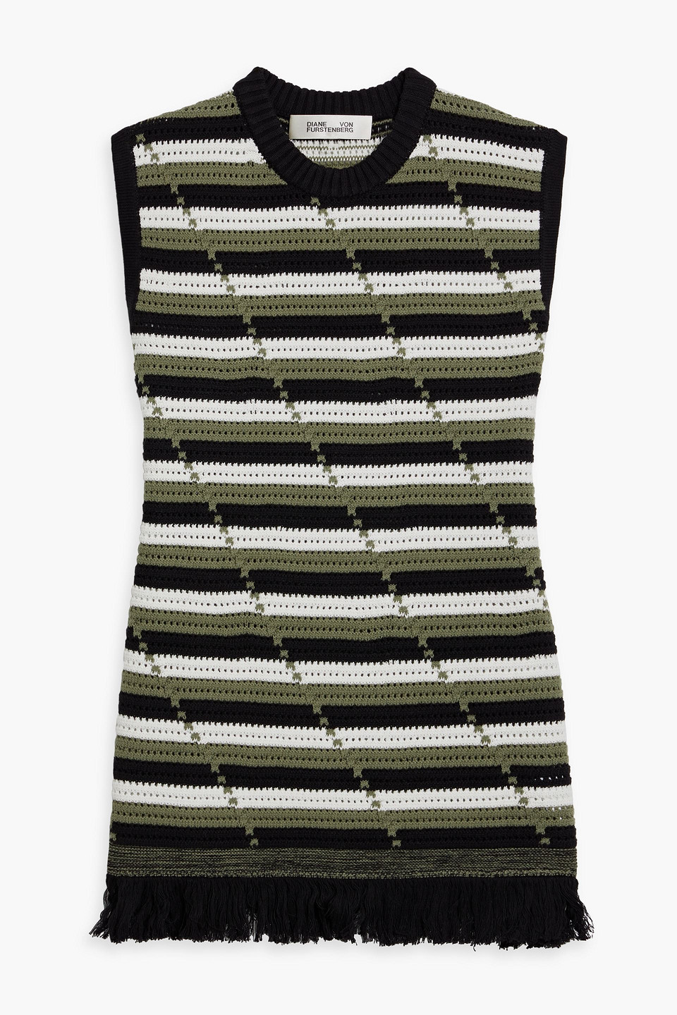 Diane Von Furstenberg Cassie Fringed Crocheted Cotton Vest