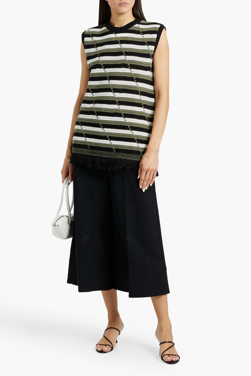 Diane Von Furstenberg Cassie Fringed Crocheted Cotton Vest