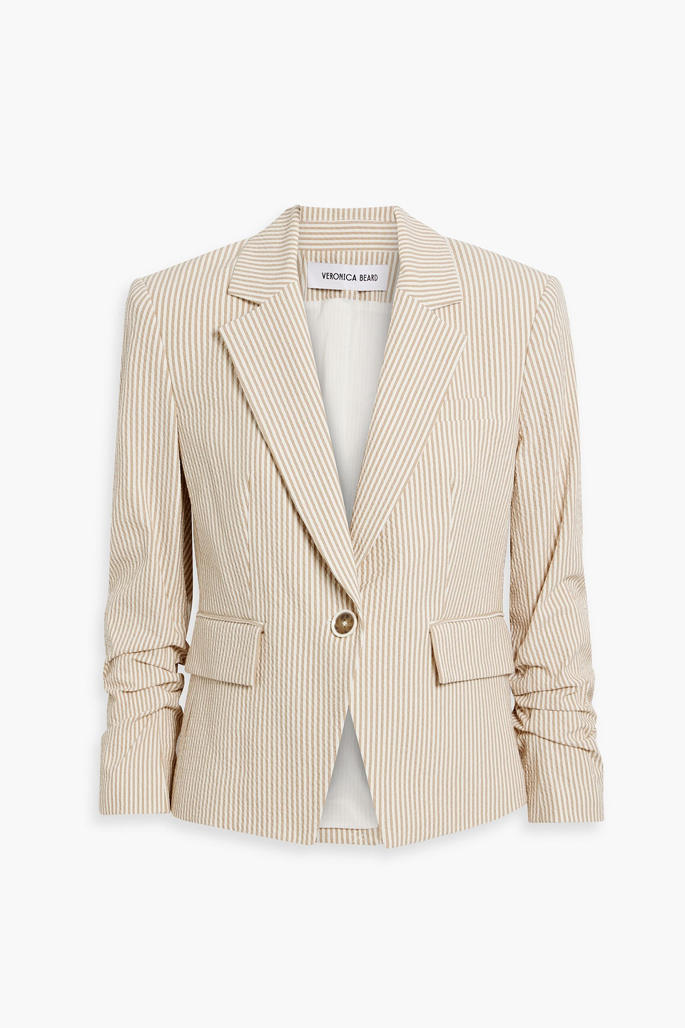 Veronica Beard Aaliyah Striped Cotton-blend Blazer In Ecru