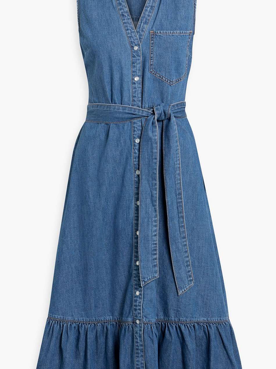 edwina belted denim midi shirt dress