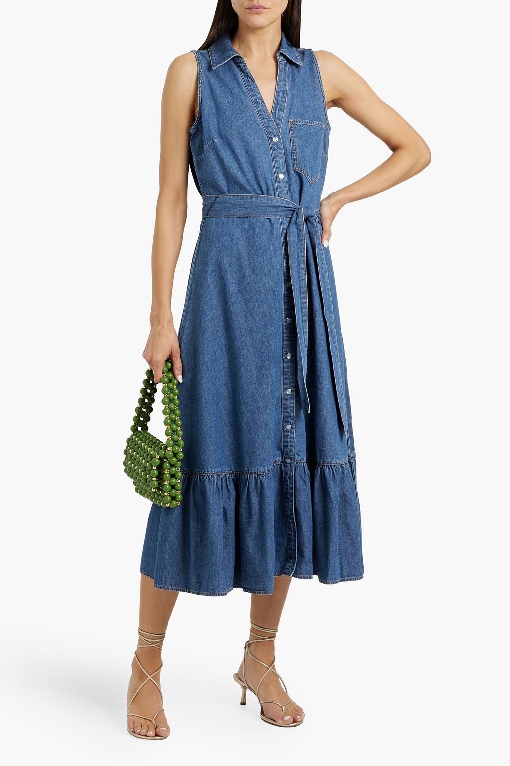 VERONICA BEARD Edwina belted denim midi shirt dress