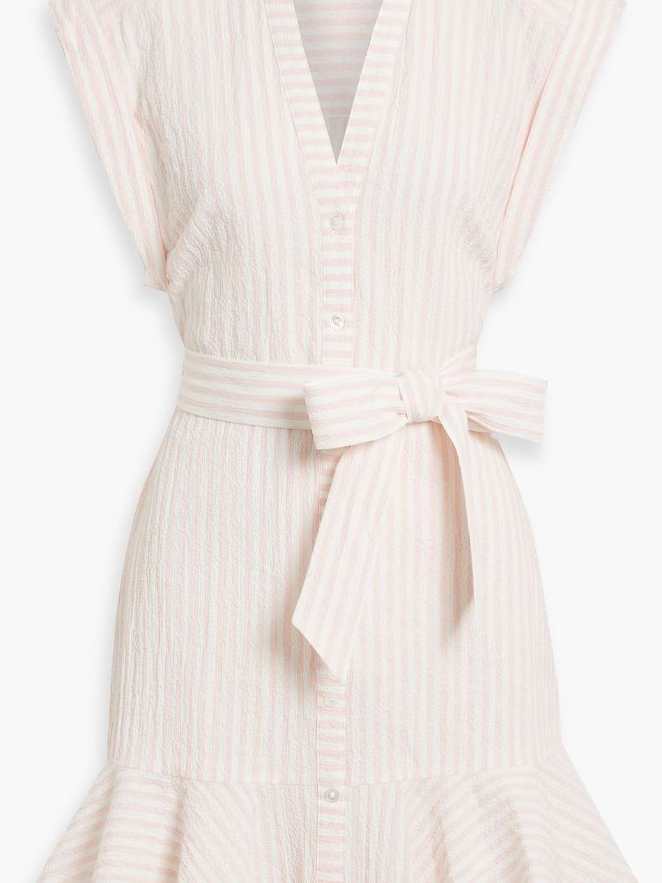 avella ruffled striped cotton-blend seersucker mini dress