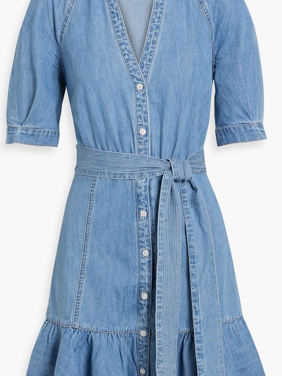kanika ruffled denim mini dress