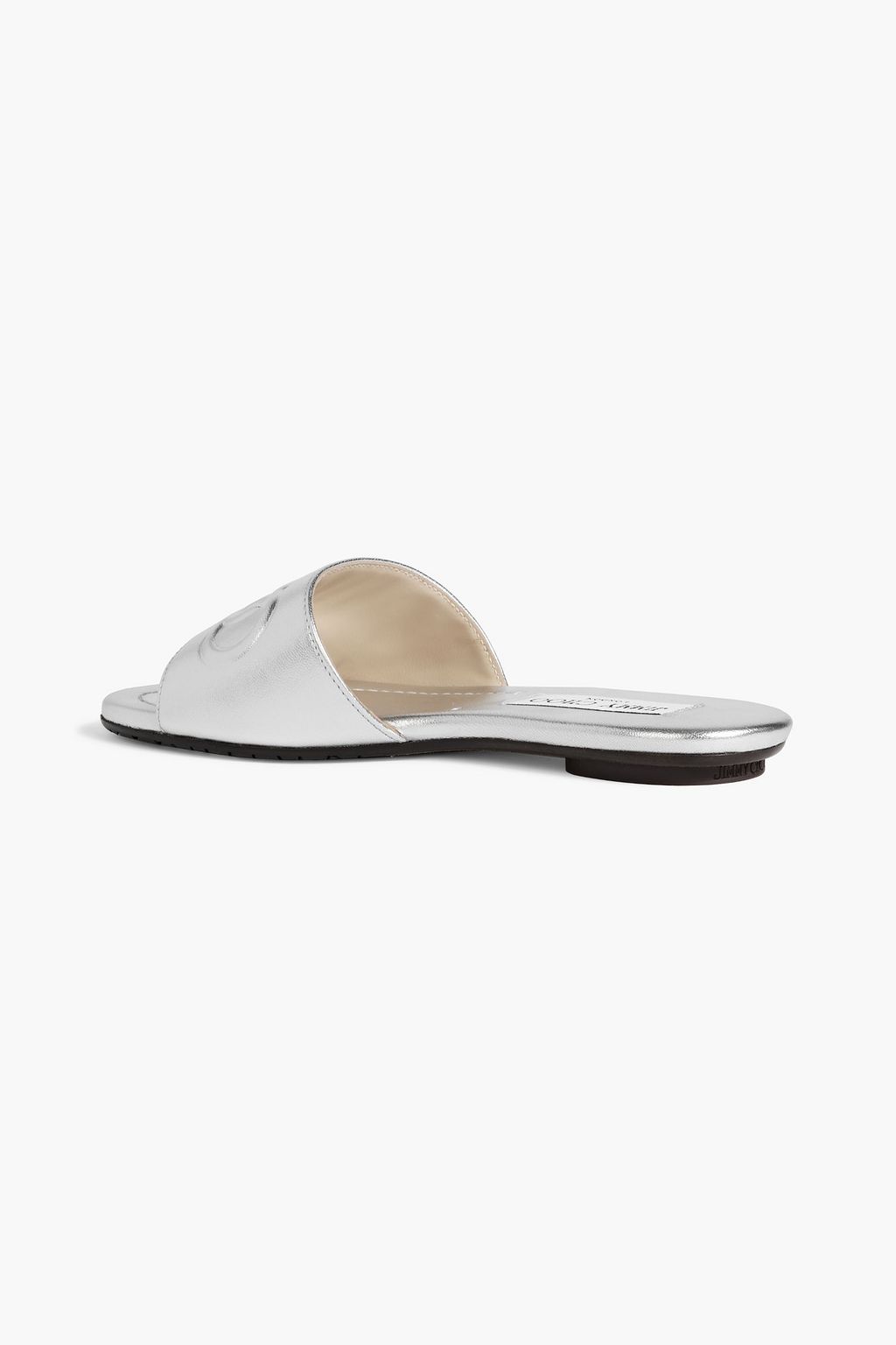 JIMMY CHOO Tiaret embossed metallic leather slides