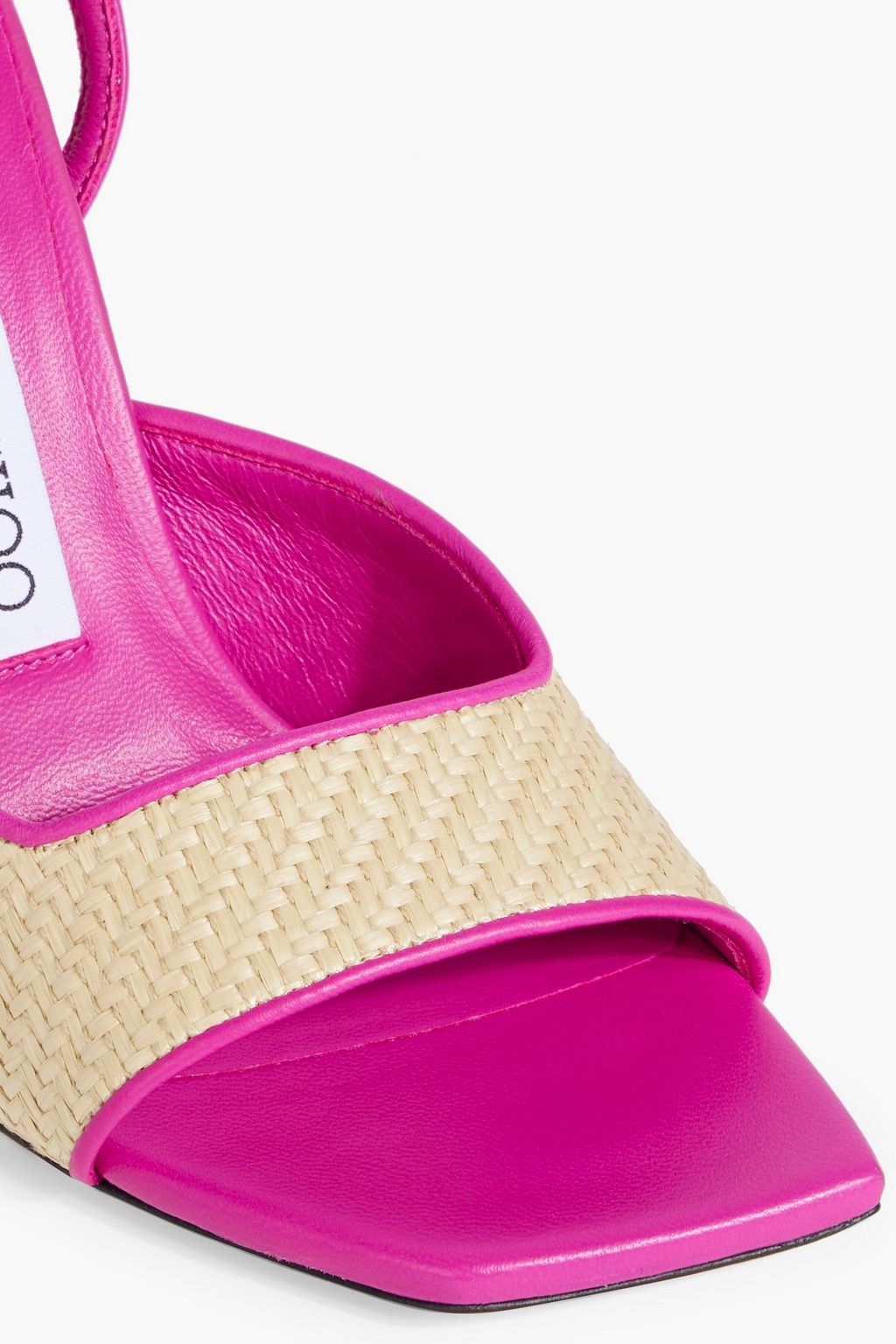 JIMMY CHOO Zula 100 leather-trimmed raffia sandals