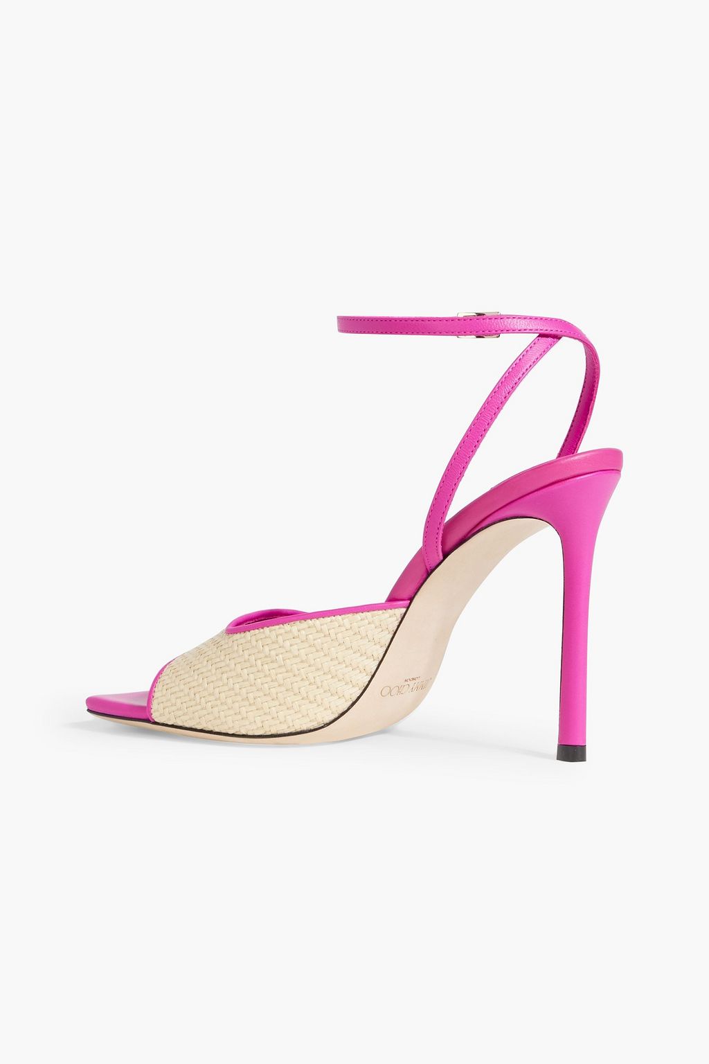 JIMMY CHOO Zula 100 leather-trimmed raffia sandals