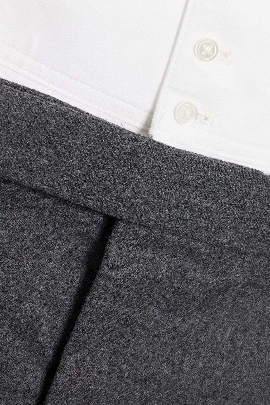 THOM BROWNE Cotton Oxford and wool-flannel shorts
