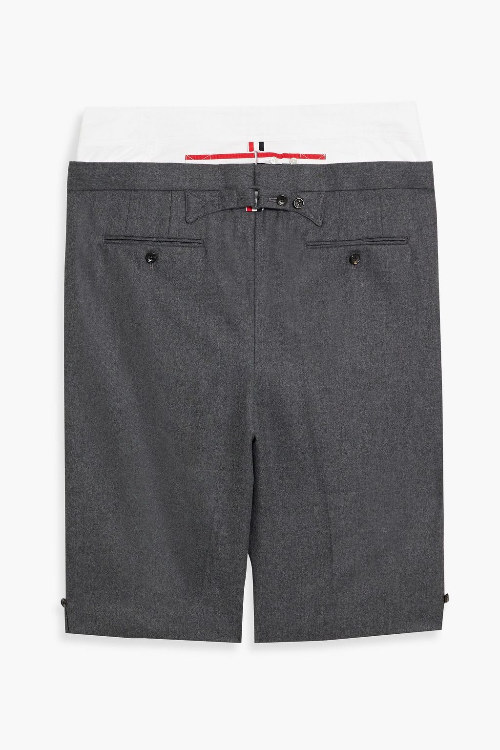 THOM BROWNE Cotton Oxford and wool-flannel shorts