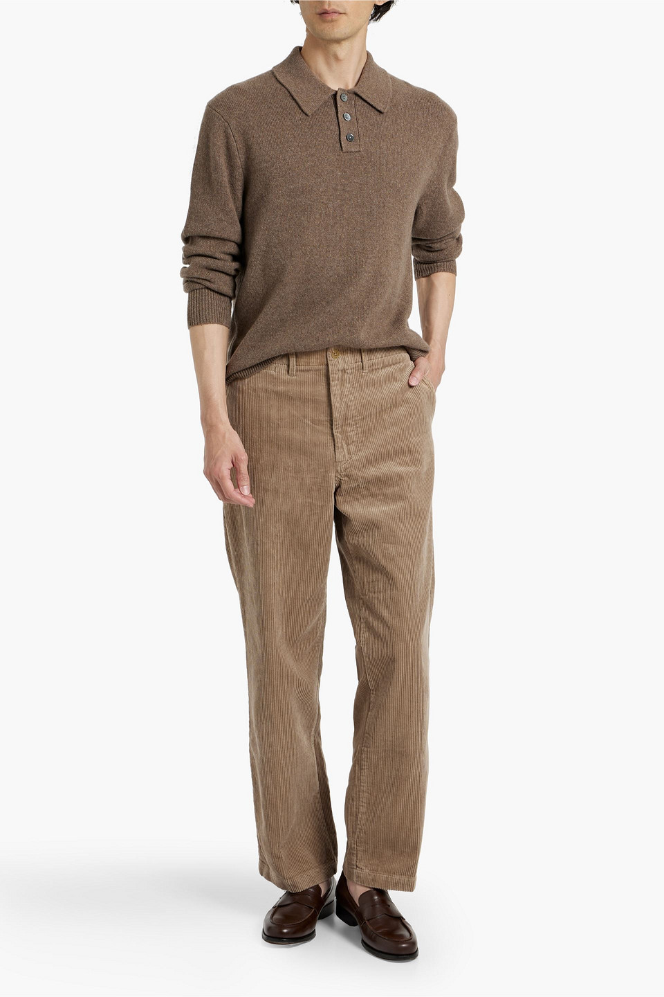 Alex Mill Jacob Cashmere Polo Sweater In Brown
