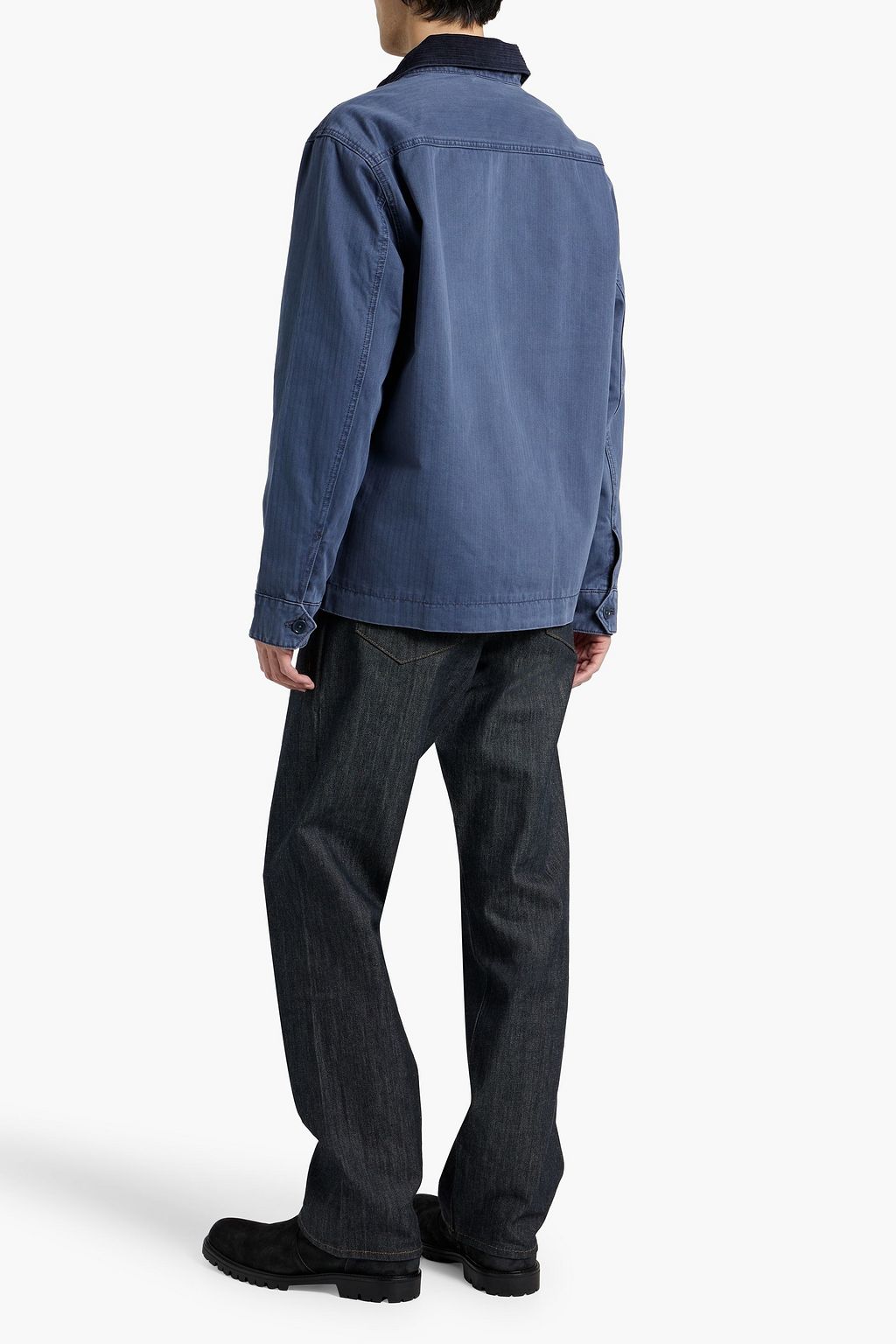ALEX MILL Corduroy-trimmed herringbone cotton jacket