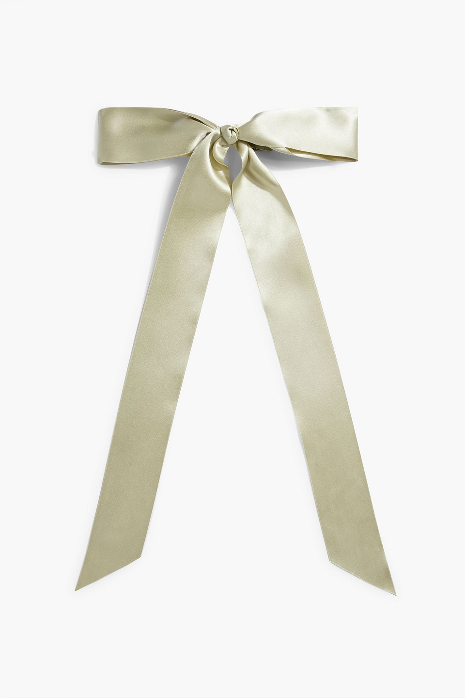 Jennifer Behr Darla Silk-satin Bow Hair Clip In Sage Green