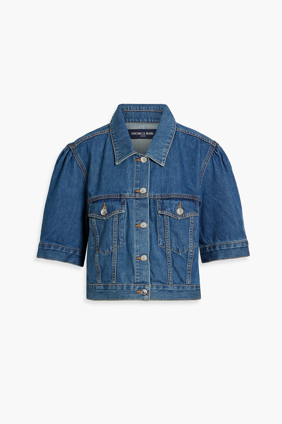 Veronica Beard Raina Cropped Denim Jacket In Blue