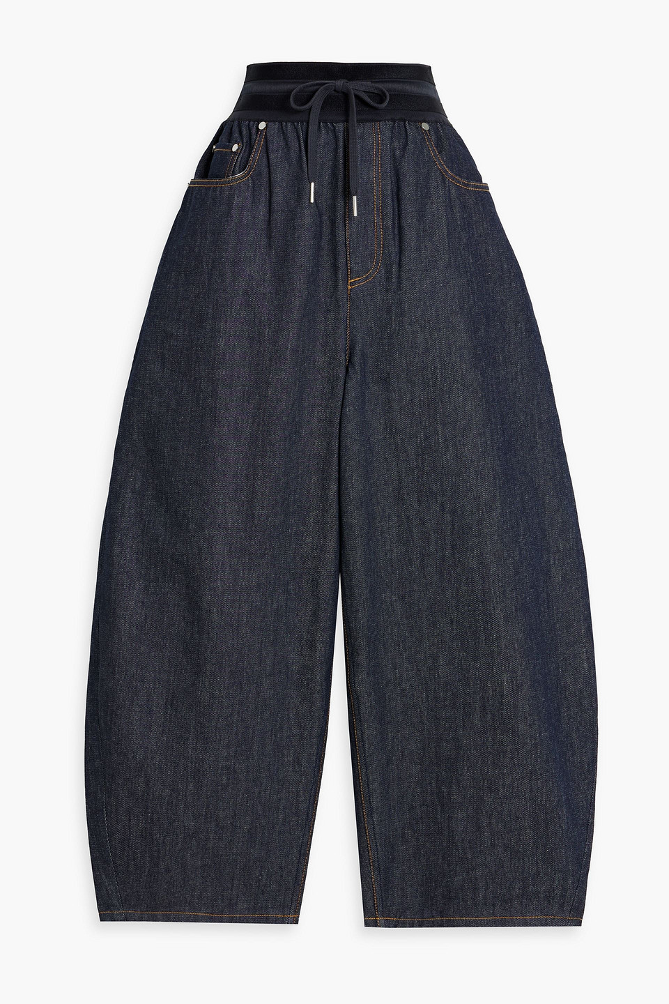 Helmut Lang Cocoon Cropped High-rise Barrel-leg Jeans In Dark Denim