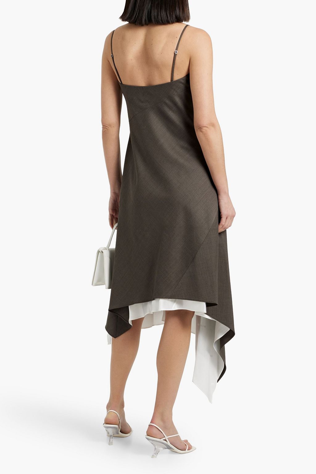 HELMUT LANG Asymmetric layered wool midi dress