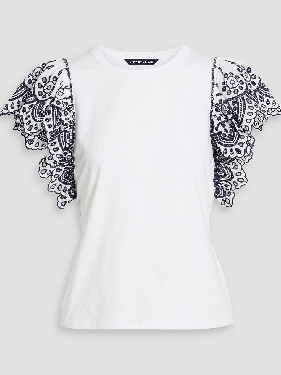 julianka broderie anglaise cotton and stretch-cotton jersey top