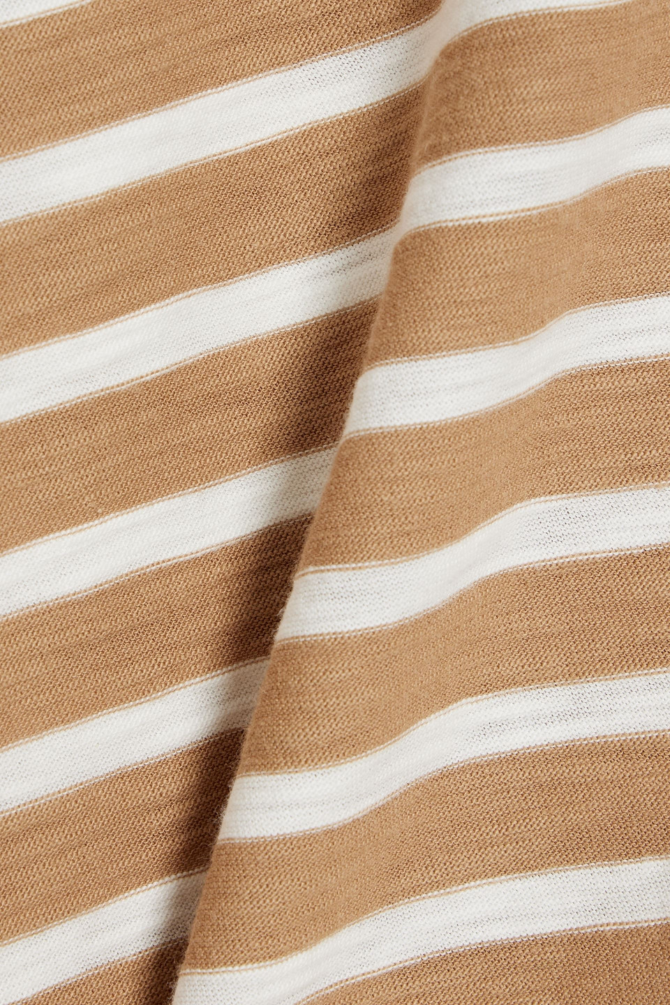 Veronica Beard Draya Button-embellished Striped Stretch Cotton-jersey T-shirt In Sand
