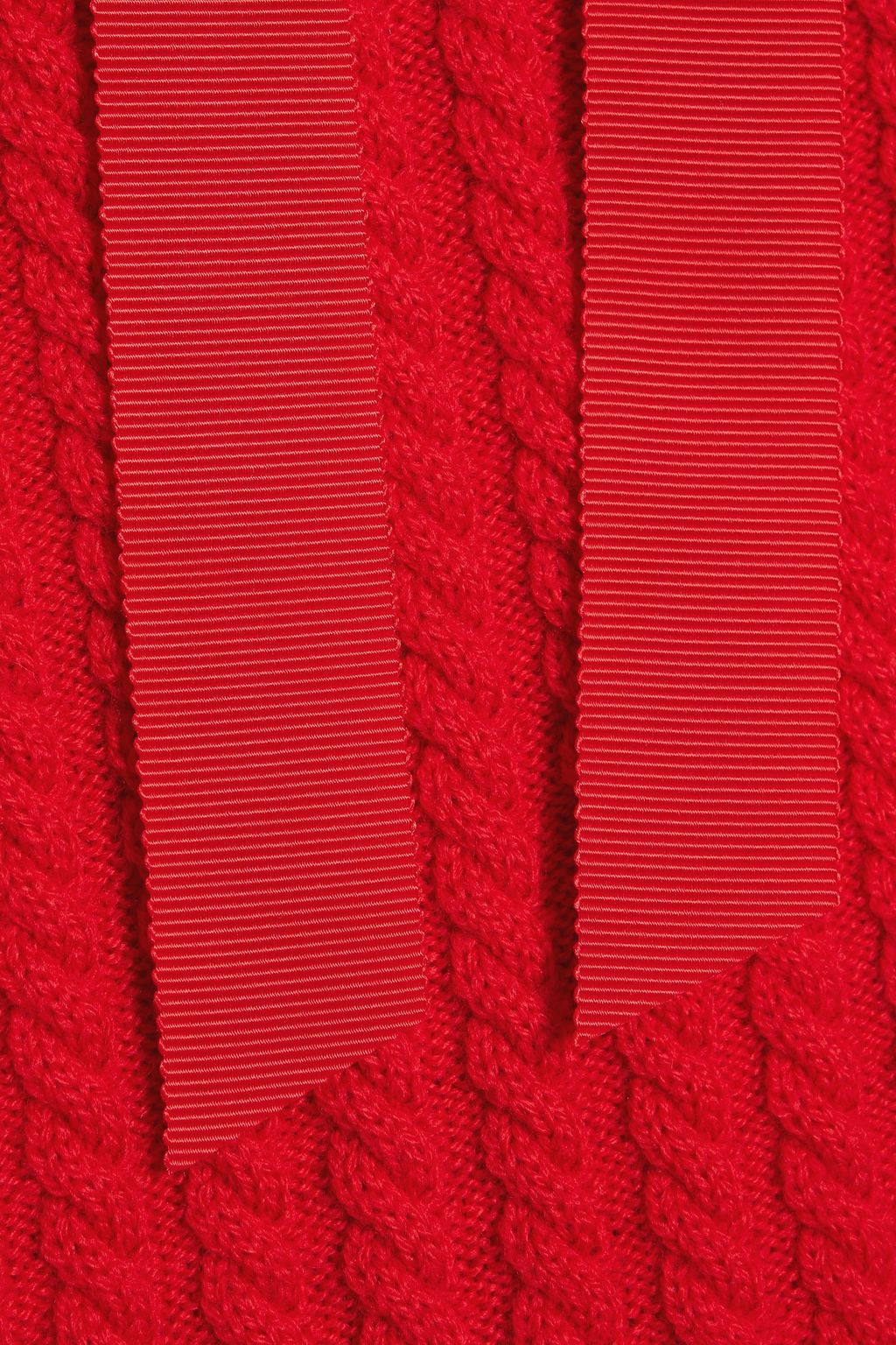 ALICE + OLIVIA Abbott bow-detailed cable-knit wool-blend polo sweater