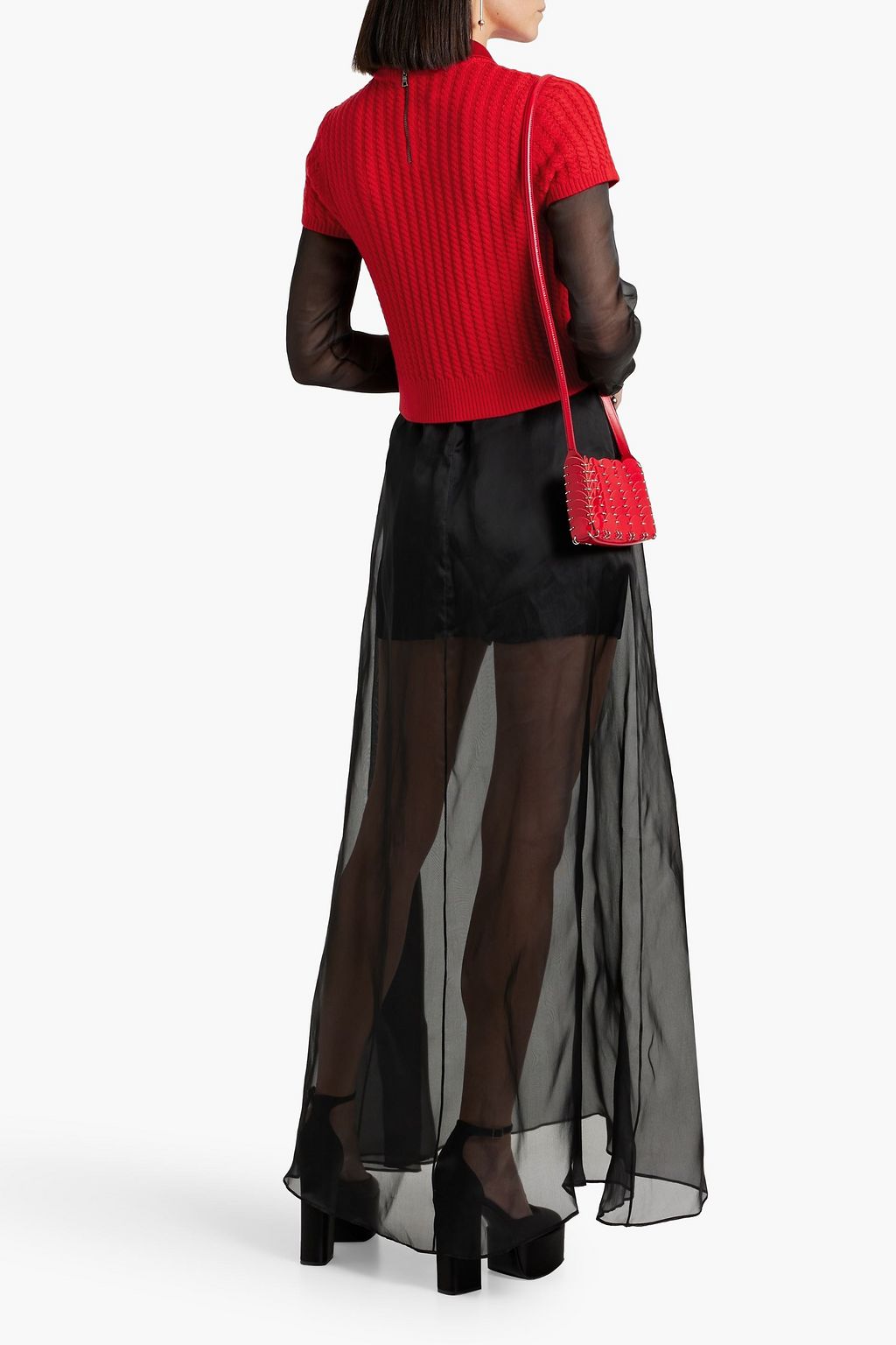 ALICE + OLIVIA Abbott bow-detailed cable-knit wool-blend polo sweater