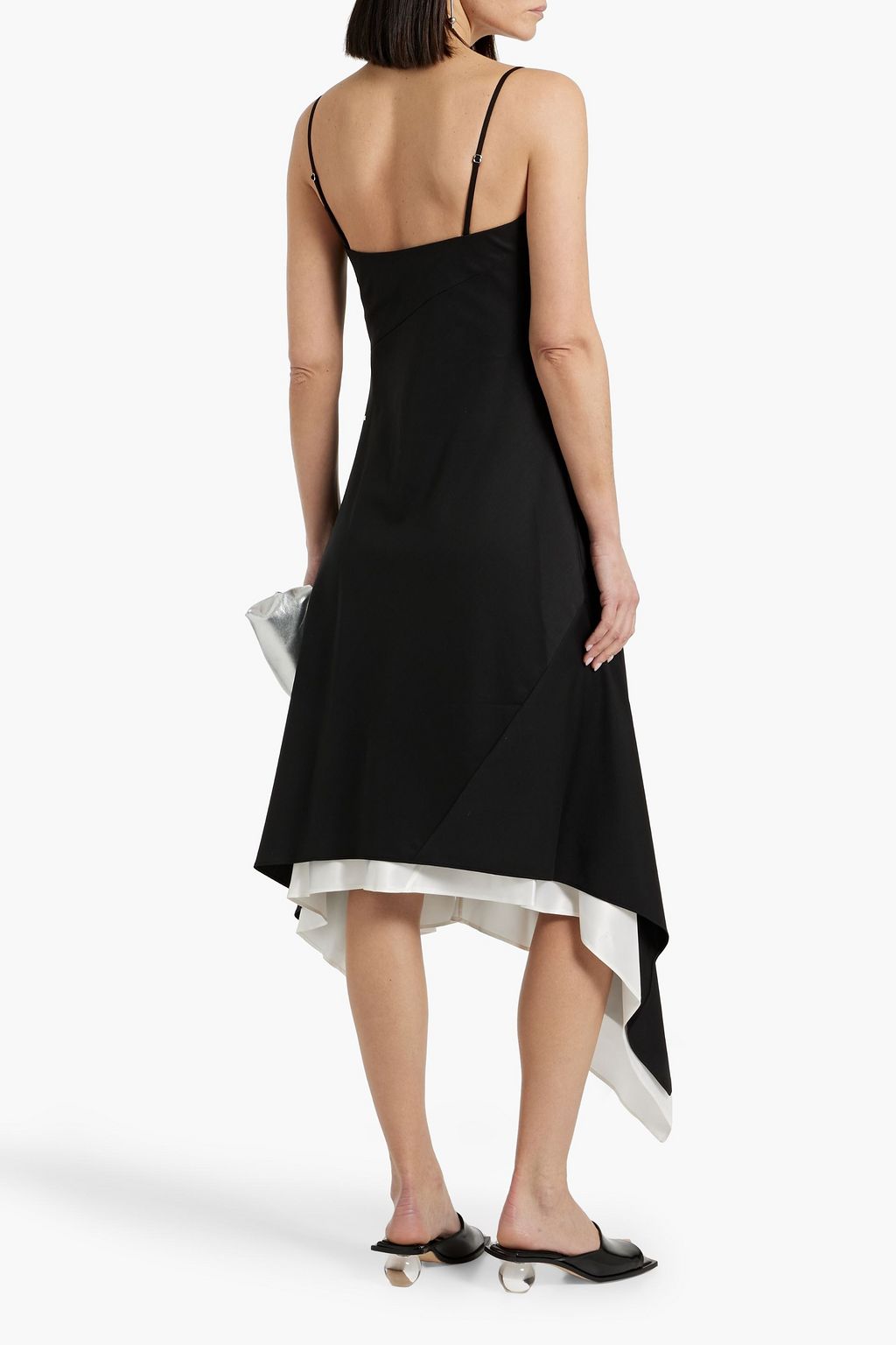 HELMUT LANG Asymmetric layered wool midi dress