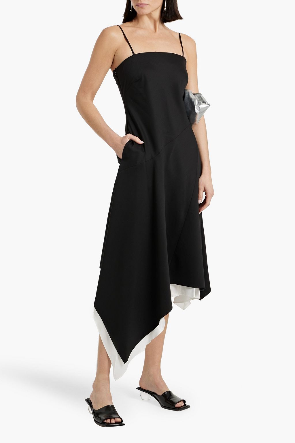 HELMUT LANG Asymmetric layered wool midi dress