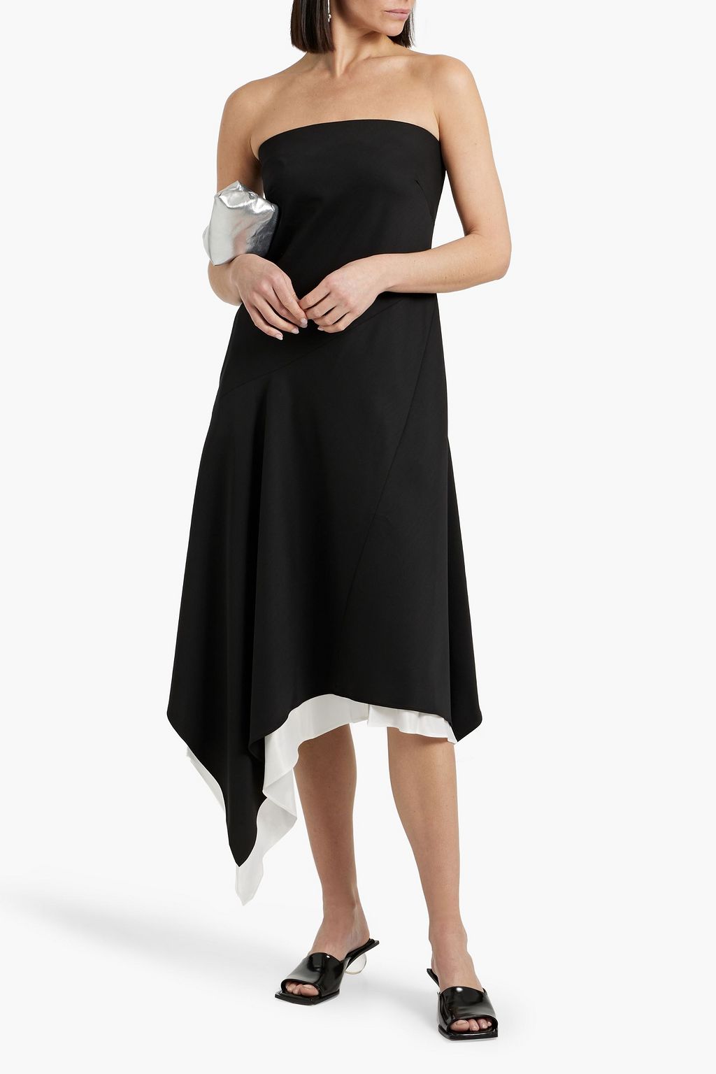 HELMUT LANG Asymmetric layered wool midi dress