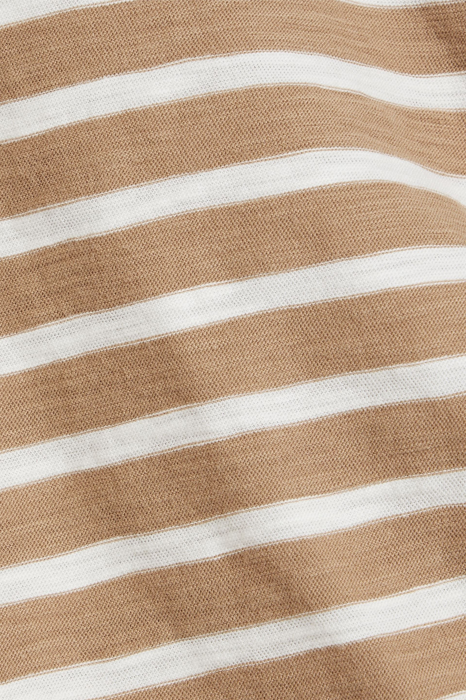 Veronica Beard Travis Ruched Striped Slub Pima Cotton-jersey Top In Sand