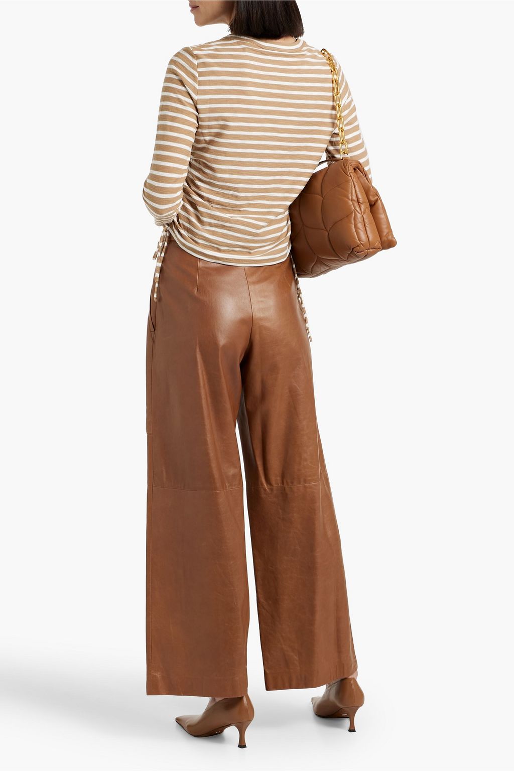 VERONICA BEARD Travis ruched striped slub Pima cotton-jersey top