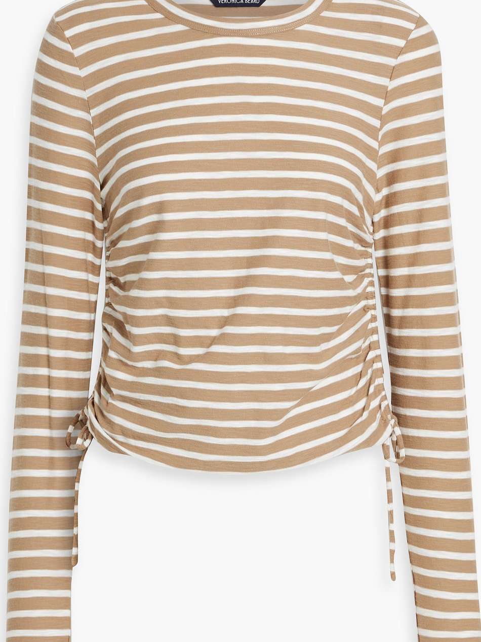 travis ruched striped slub pima cotton-jersey top
