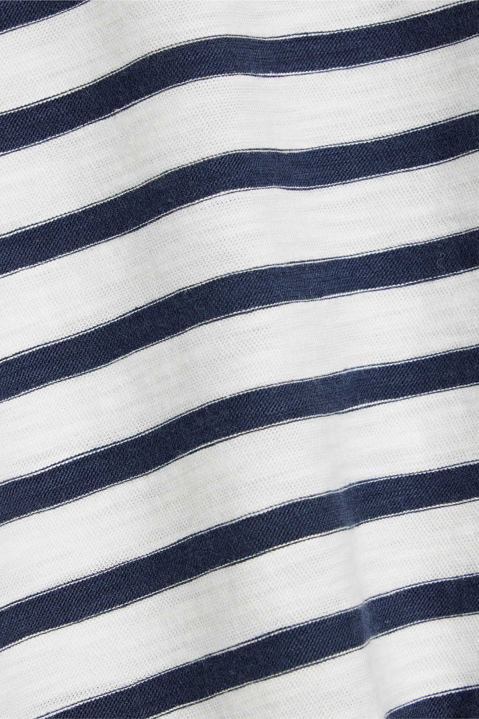 Veronica Beard Travis Ruched Striped Slub Pima Cotton-jersey Top In Off-white