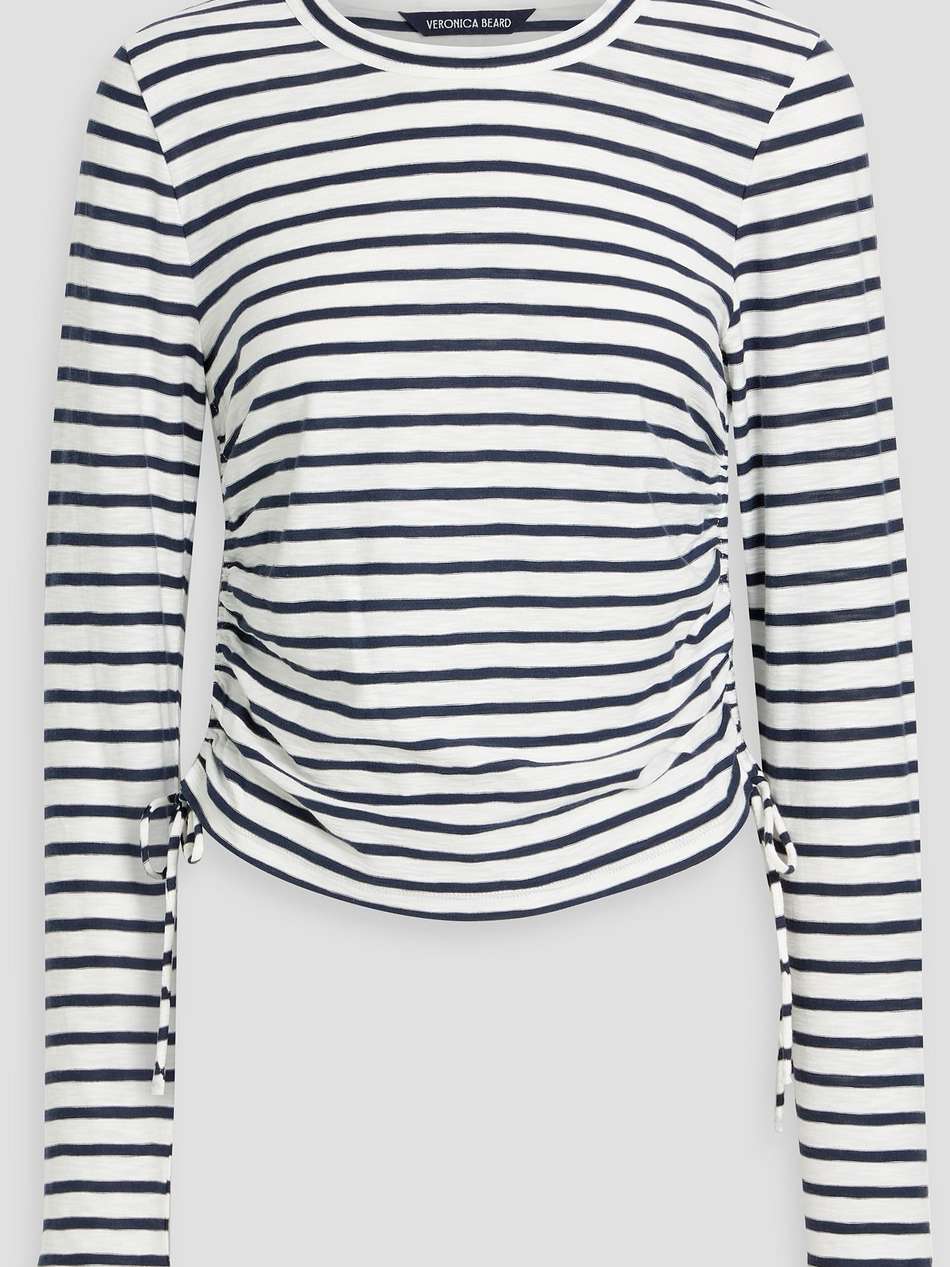 travis ruched striped slub pima cotton-jersey top
