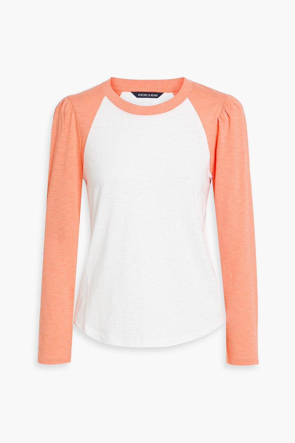 Veronica Beard Mason Two-tone Slub Pima Cotton-jersey Top In Coral