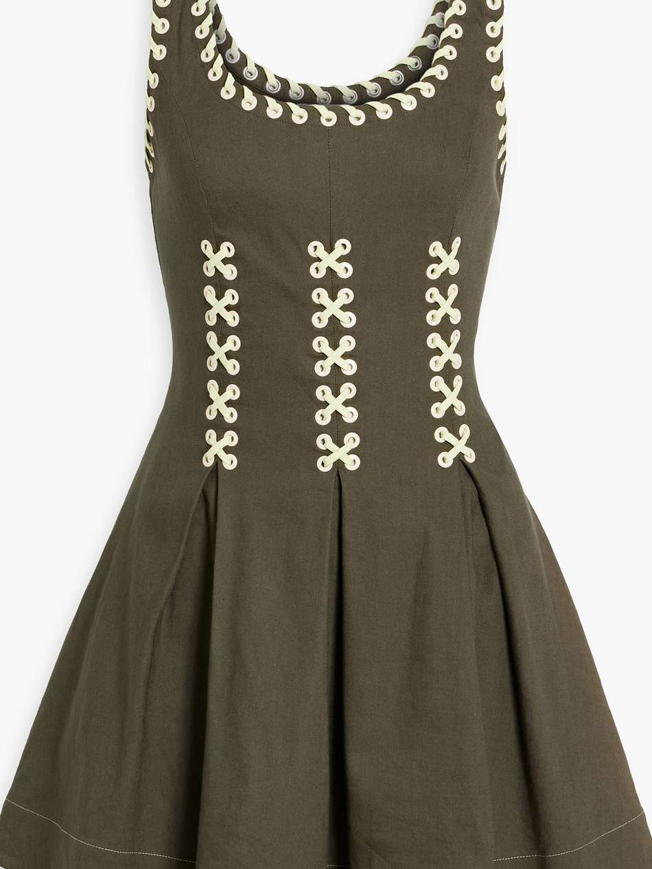 londen lace-up linen-blend mini dress