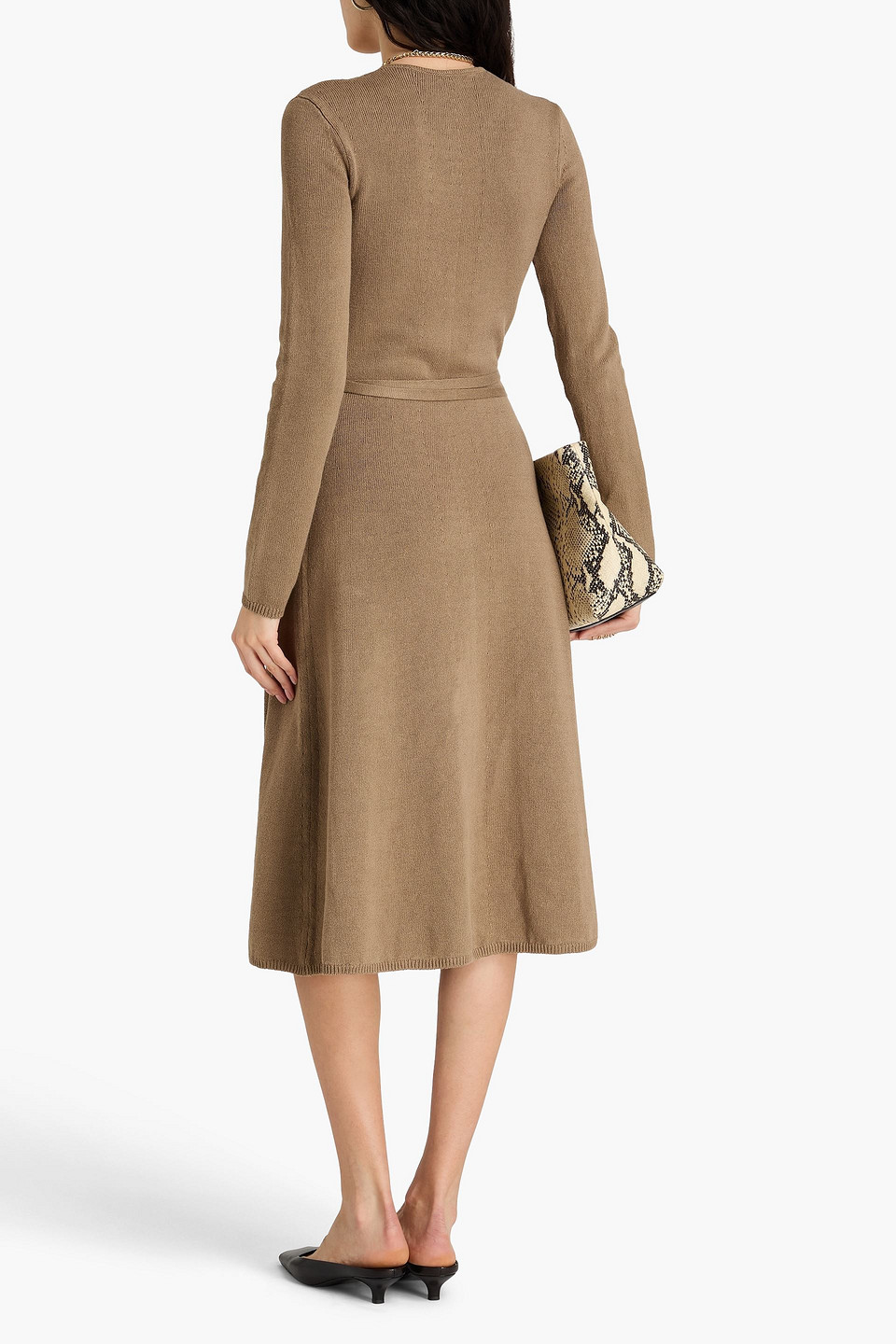 Joseph Linen-blend Midi Wrap Dress In Taupe