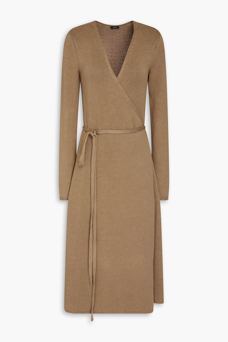 Joseph Linen-blend Midi Wrap Dress In Taupe
