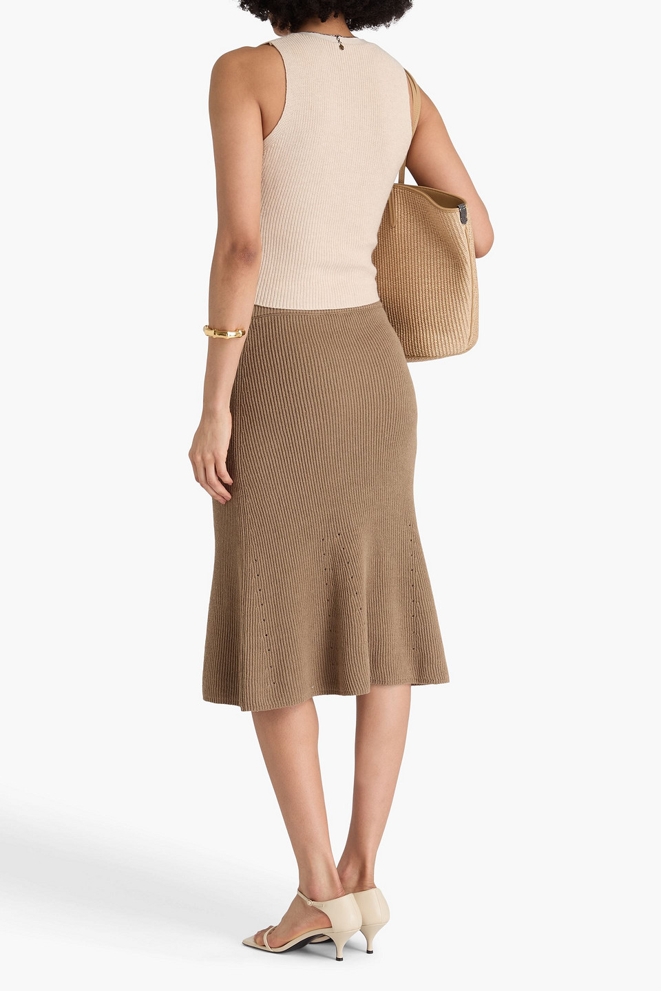 Joseph Ribbed Linen-blend Skirt In Taupe