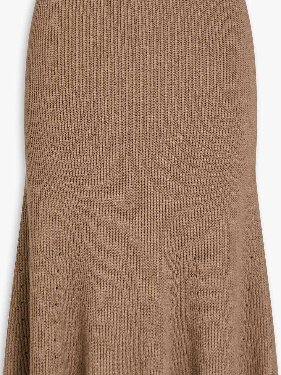 ribbed linen-blend skirt