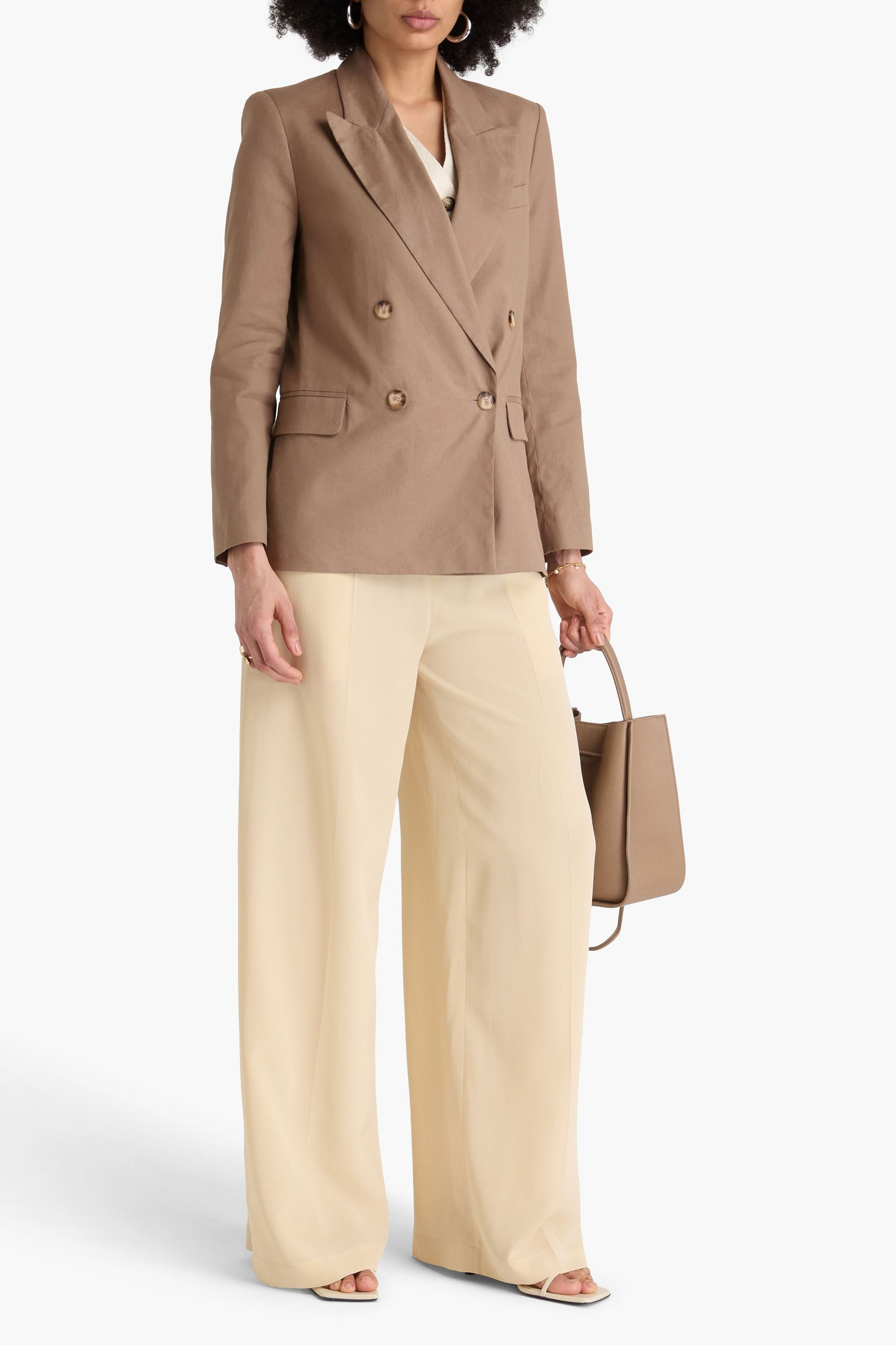 JOSEPH Jaden double-breasted linen-blend twill blazer