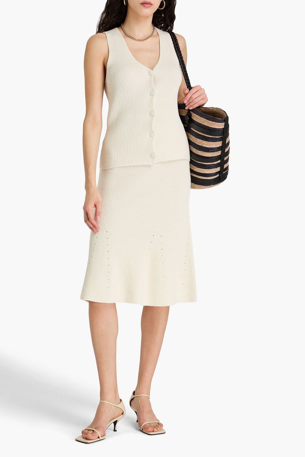 JOSEPH Ribbed linen-blend vest