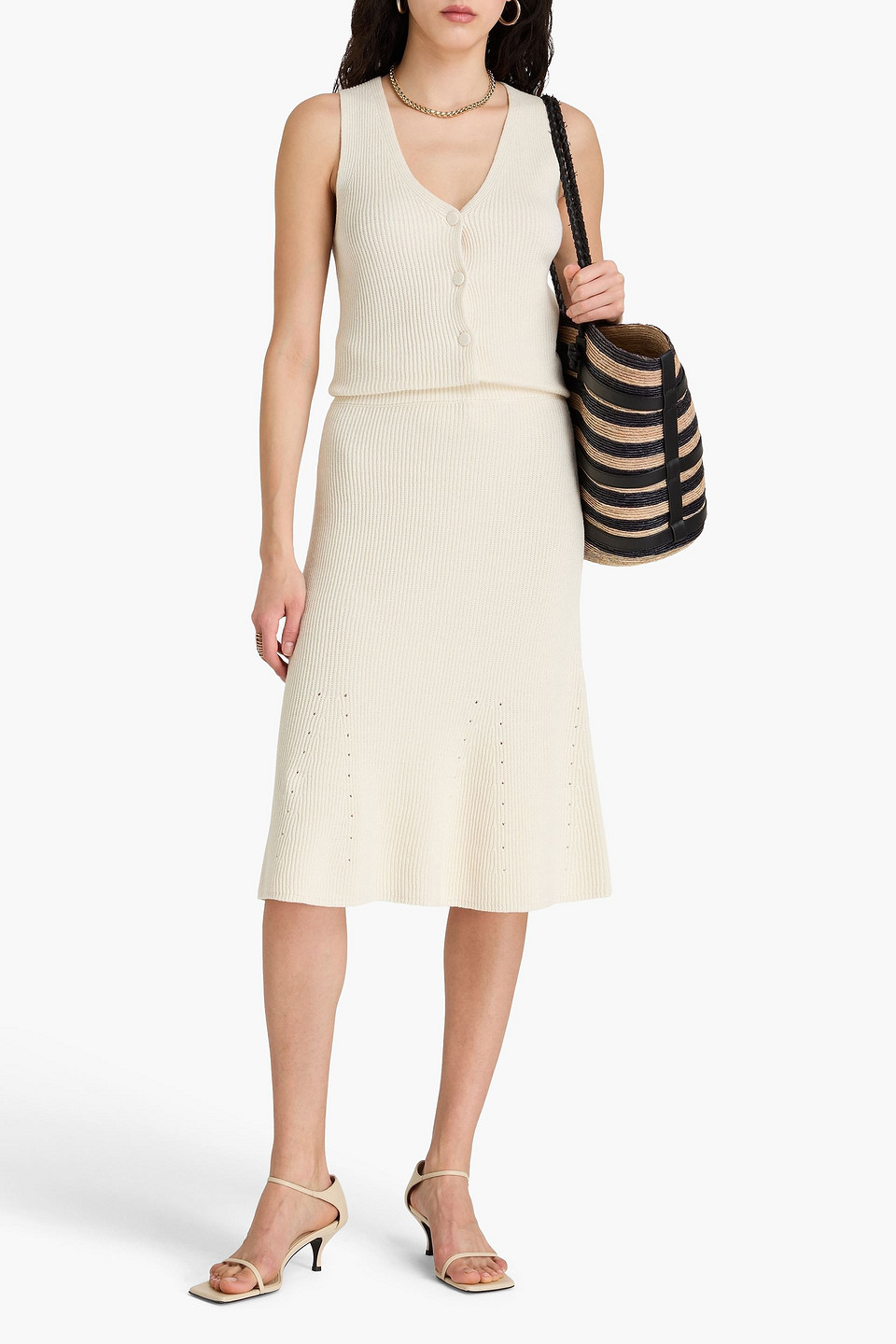 Shop Joseph Ribbed Linen-blend Skirt